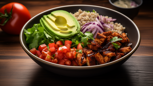 Image of BBQ chicken quinoa bowl.