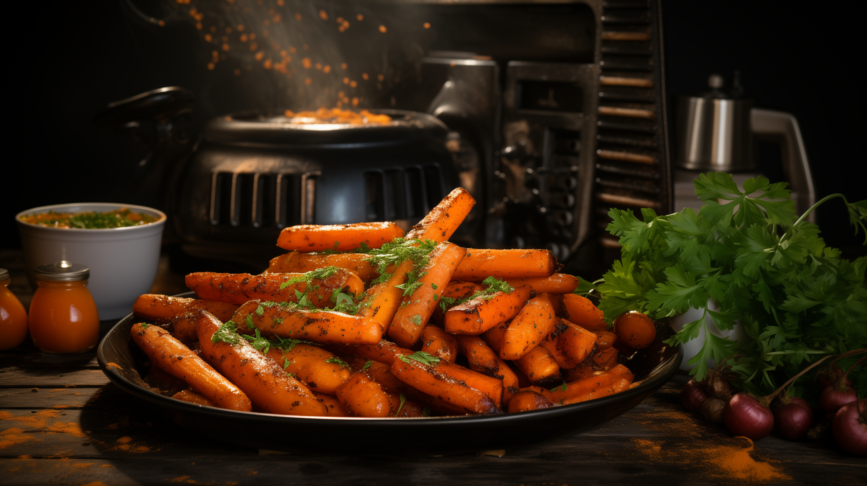 Image of baked BBQ carrot fries.