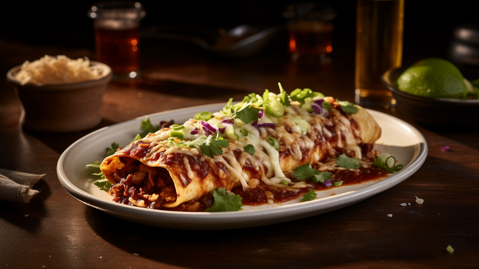 Image of chicken & black bean enchiladas.