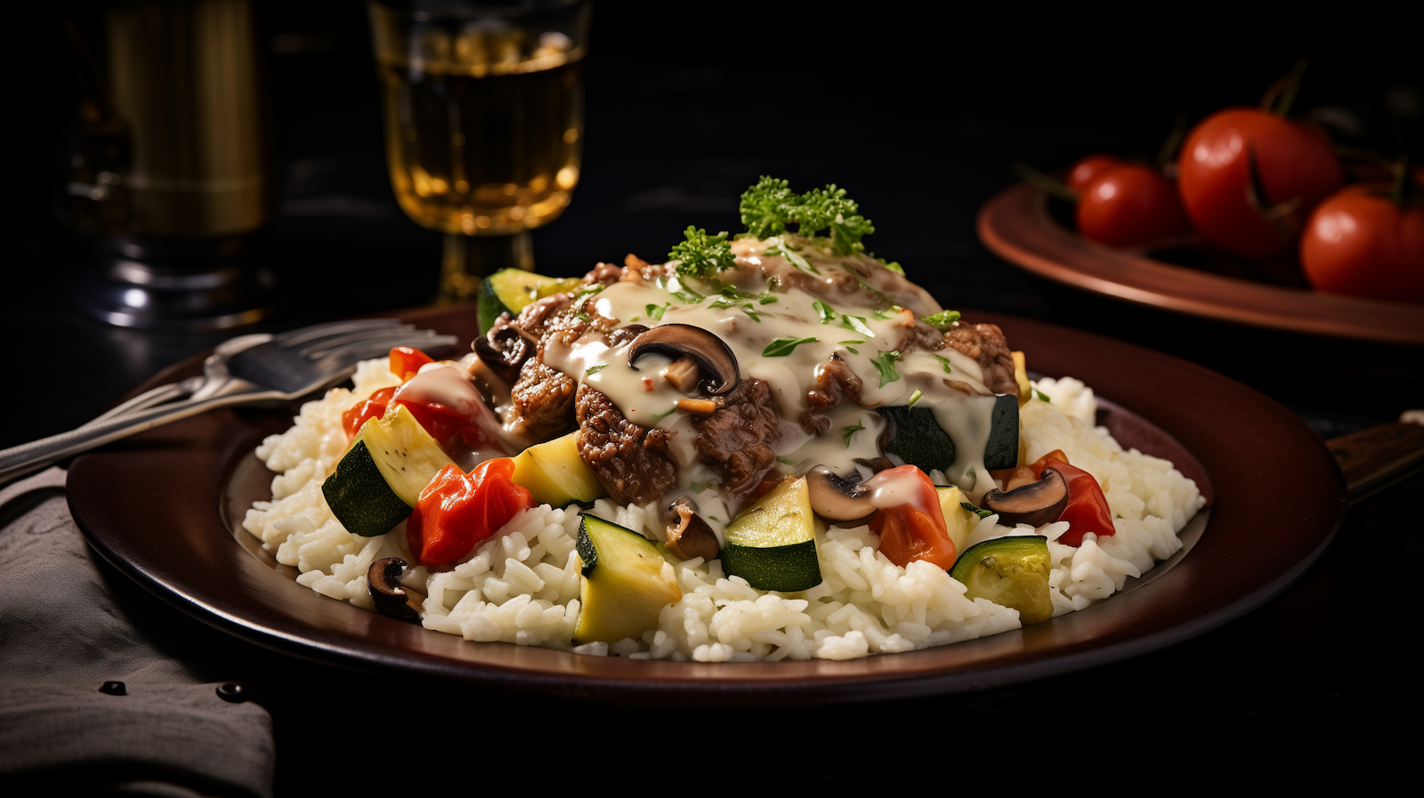 Image of spicy garlic parmesan beef and veggie casserole.