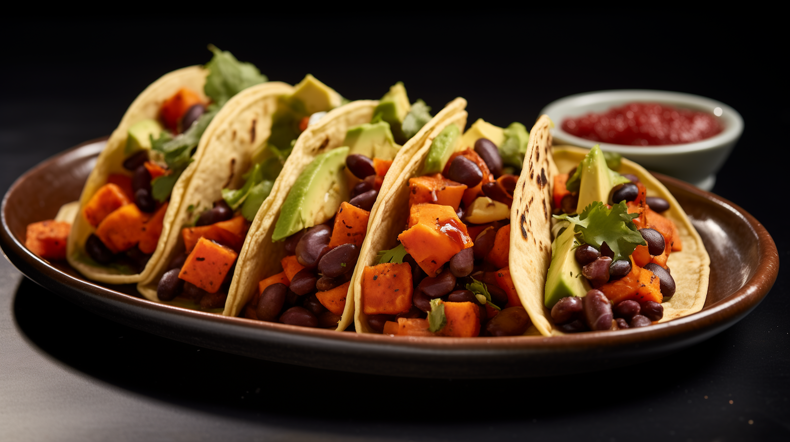 Image of sweet potato and black bean corn tacos.