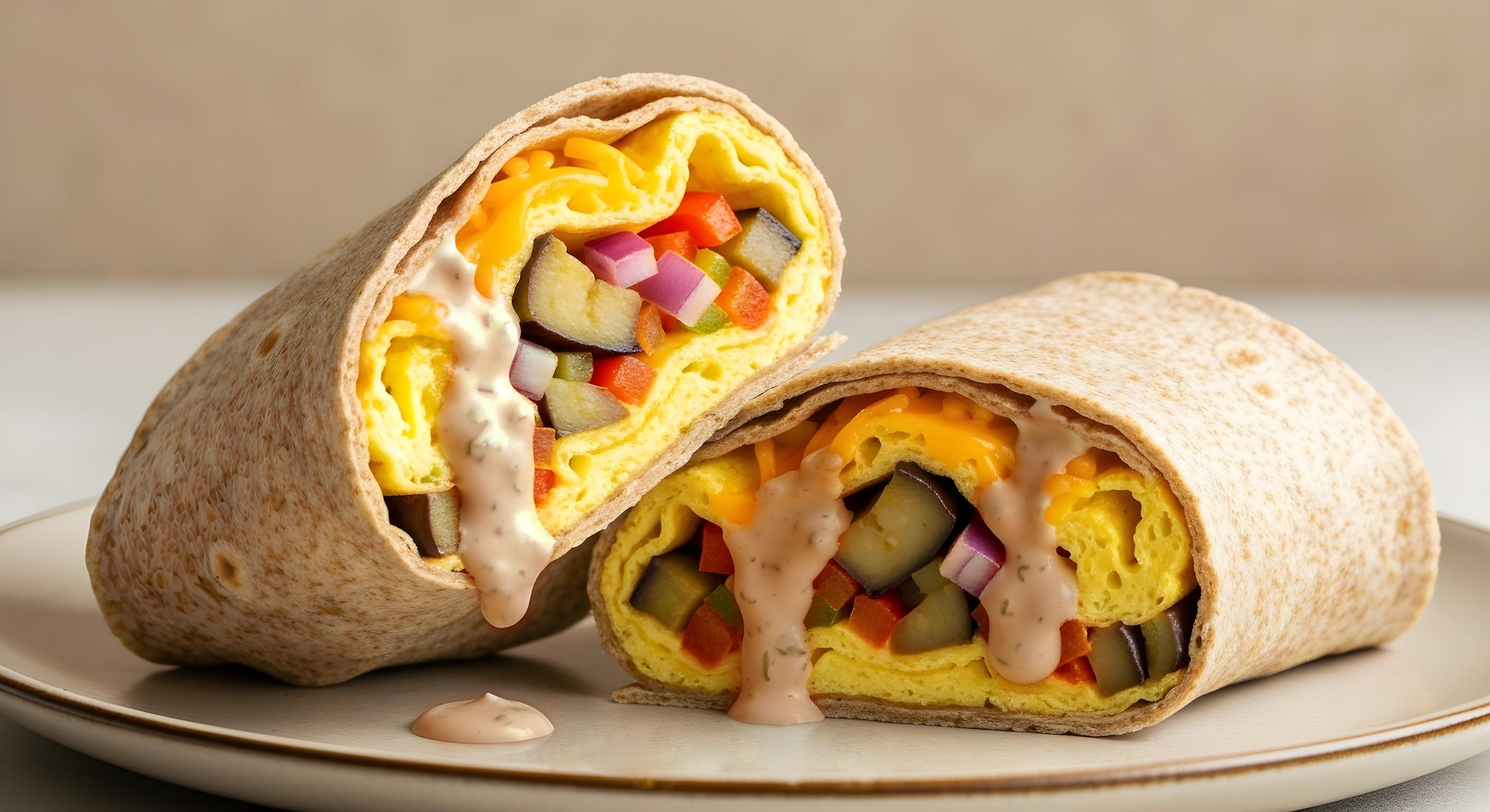 Cheesy Vegetable Omelet Wraps
