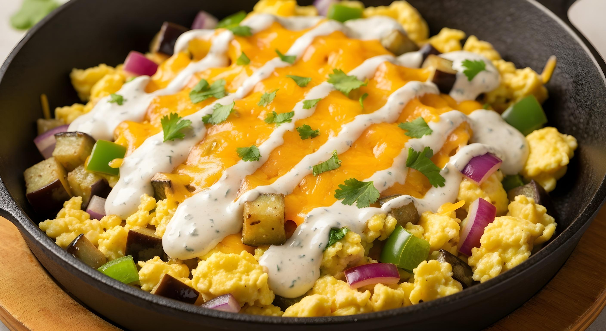 Cheesy Eggplant Scramble