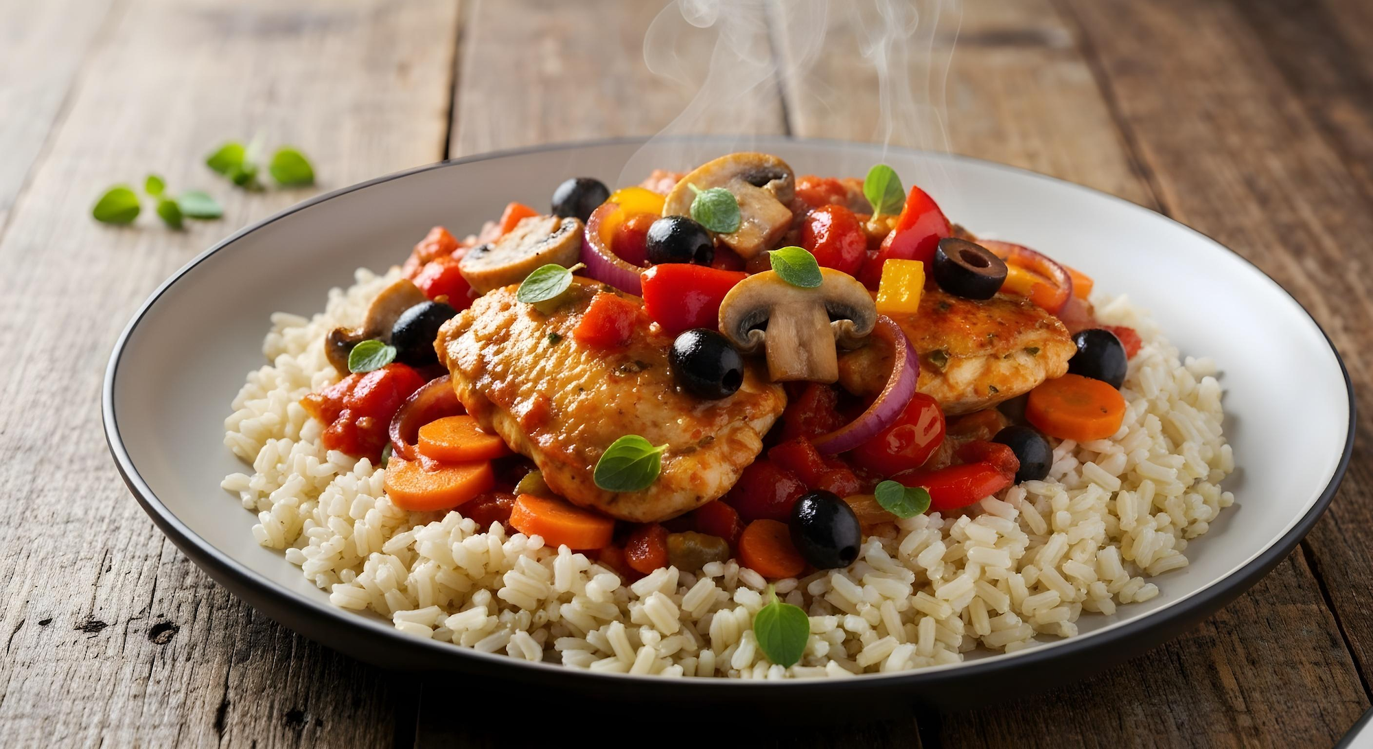 Mango Habanero Chicken Cacciatore with Brown Rice