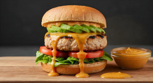 Satisfying Chicken Burger with Lemon-Mango Habanero & Peanut Sauce