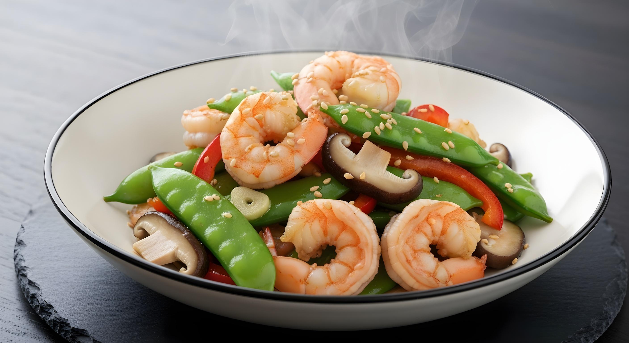 Sesame Ginger Shrimp & Snow Pea Sauté