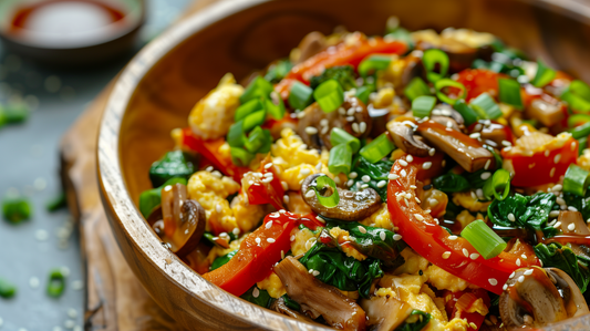 Sesame Ginger Veggie & Egg Scramble