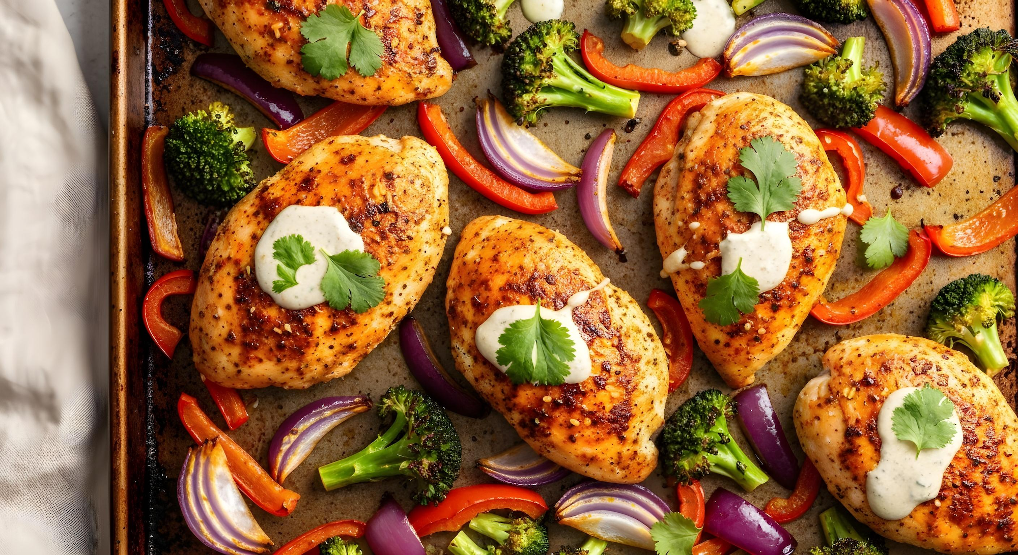 Southwest Ranch Chicken & Veggie Sheet Pan Bake