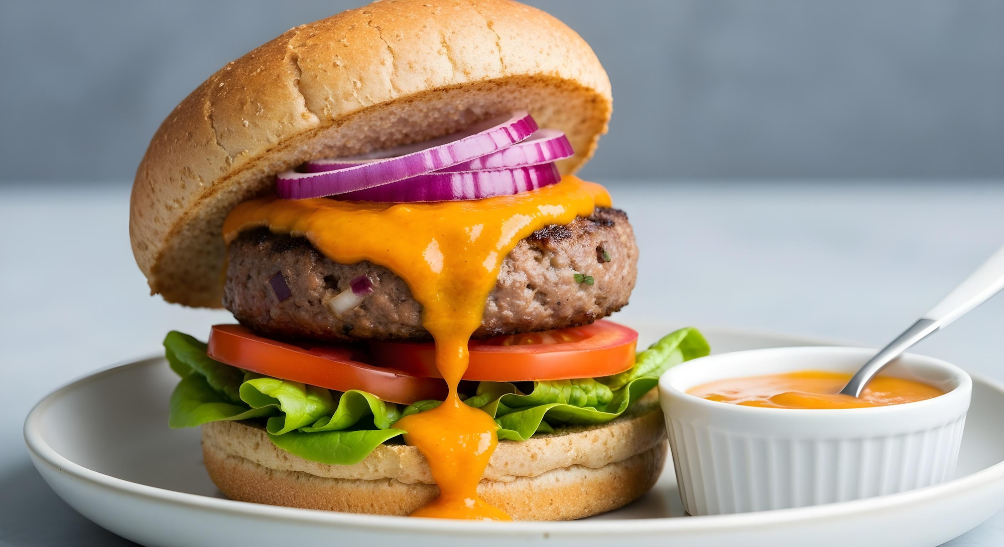 Spiced Mango Beef & Onion Burgers