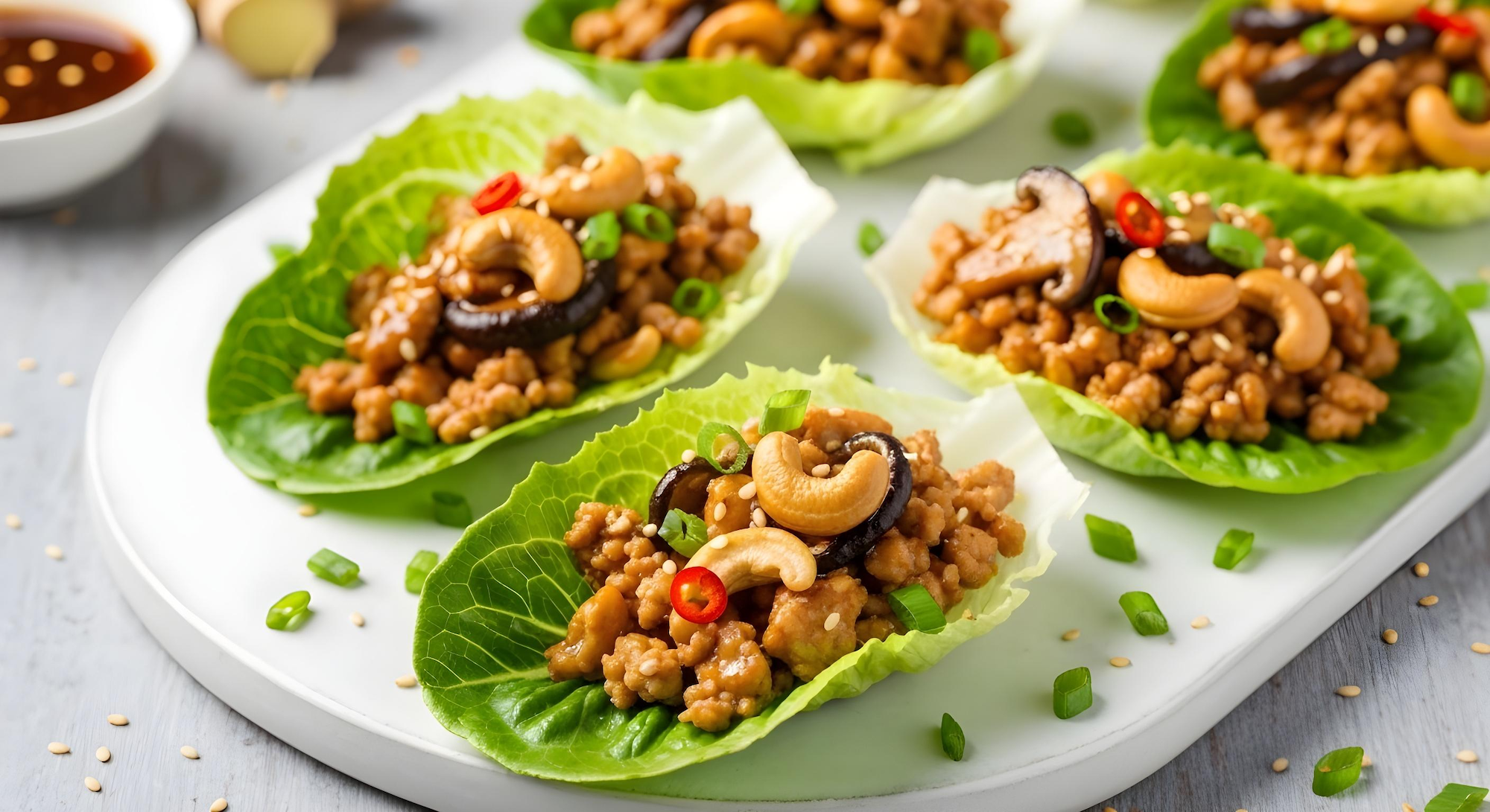 Spicy Ginger Nut Turkey Lettuce Wraps