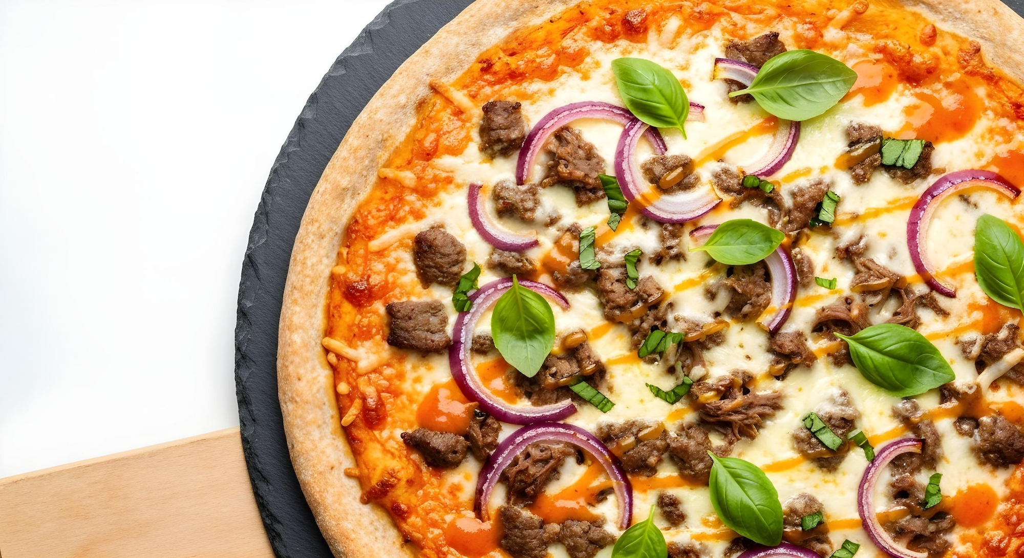 Spicy Mango BBQ Beef & Caramelized Onion Pizza