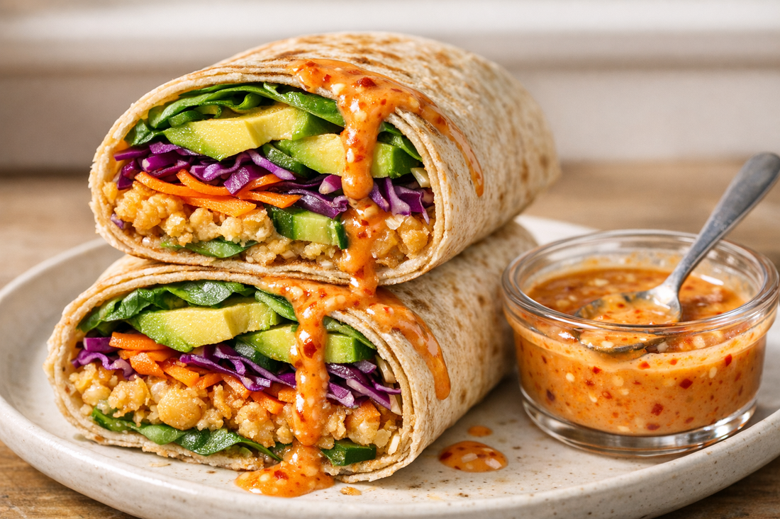 Vegan Wraps with Spicy Garlic Sauce
