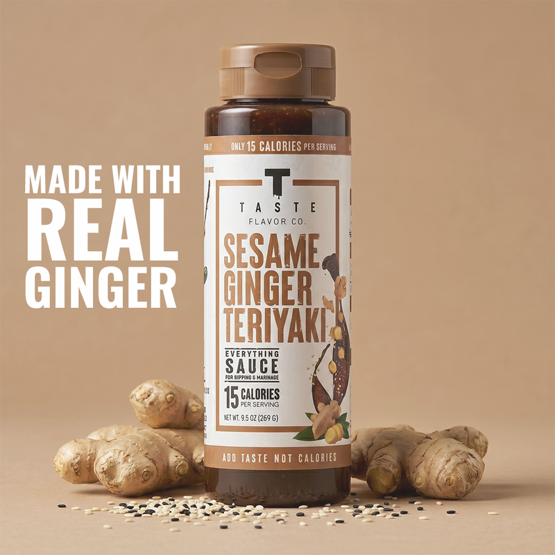 A bottle of Taste Flavor Co. Sesame Ginger Teriyaki Everything Sauce 
